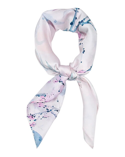 Scarf fågel ljusblå/ljusrosa