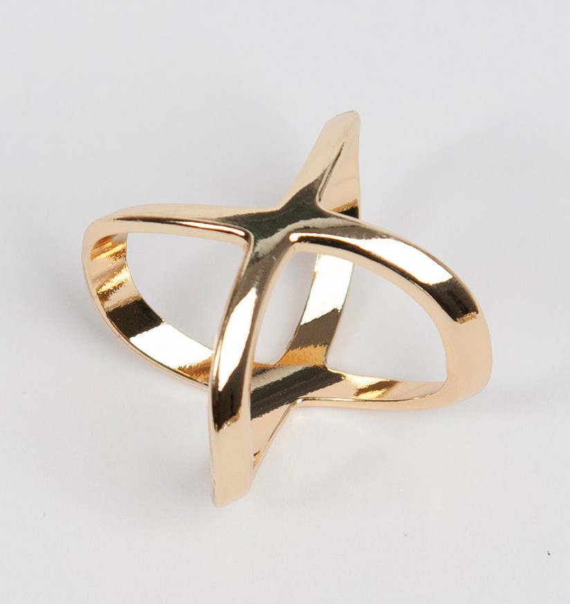 Sjalring stor X guld