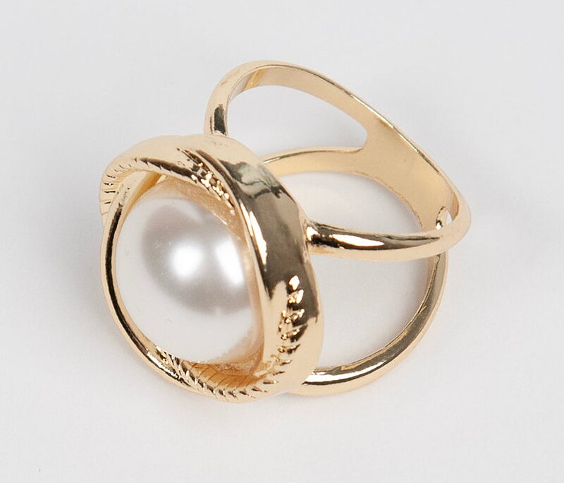Sjalring stor pärlblomma guld