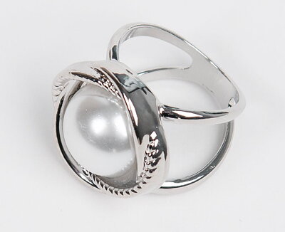 Sjalring stor pärlblomma silver