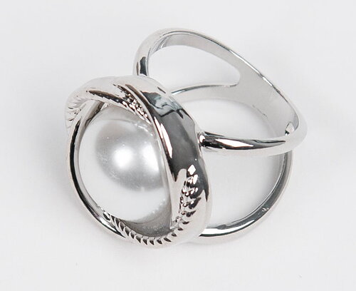 Sjalring stor pärlblomma silver