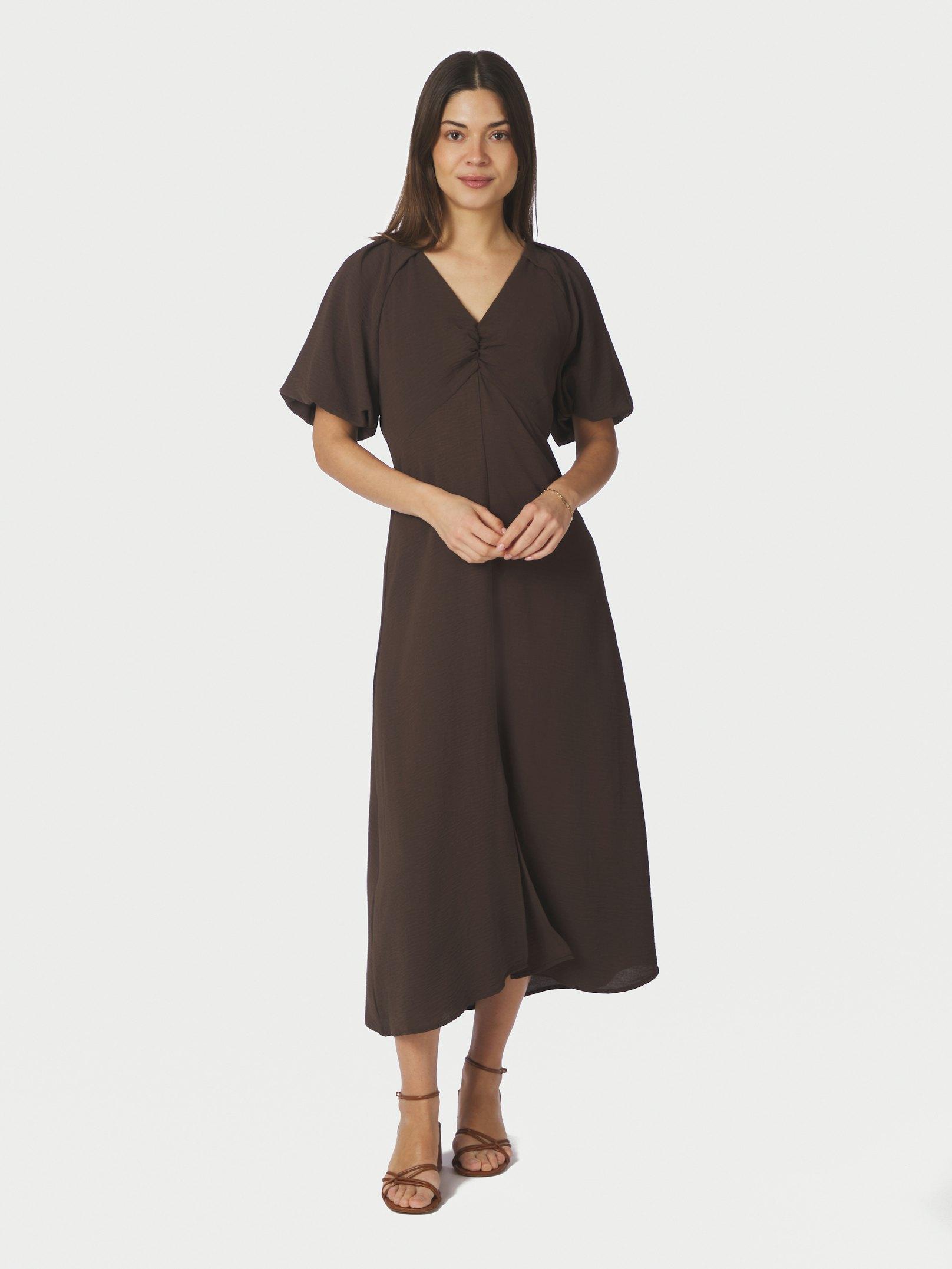 Bomba Structure Solid Dress Dark brown - 3