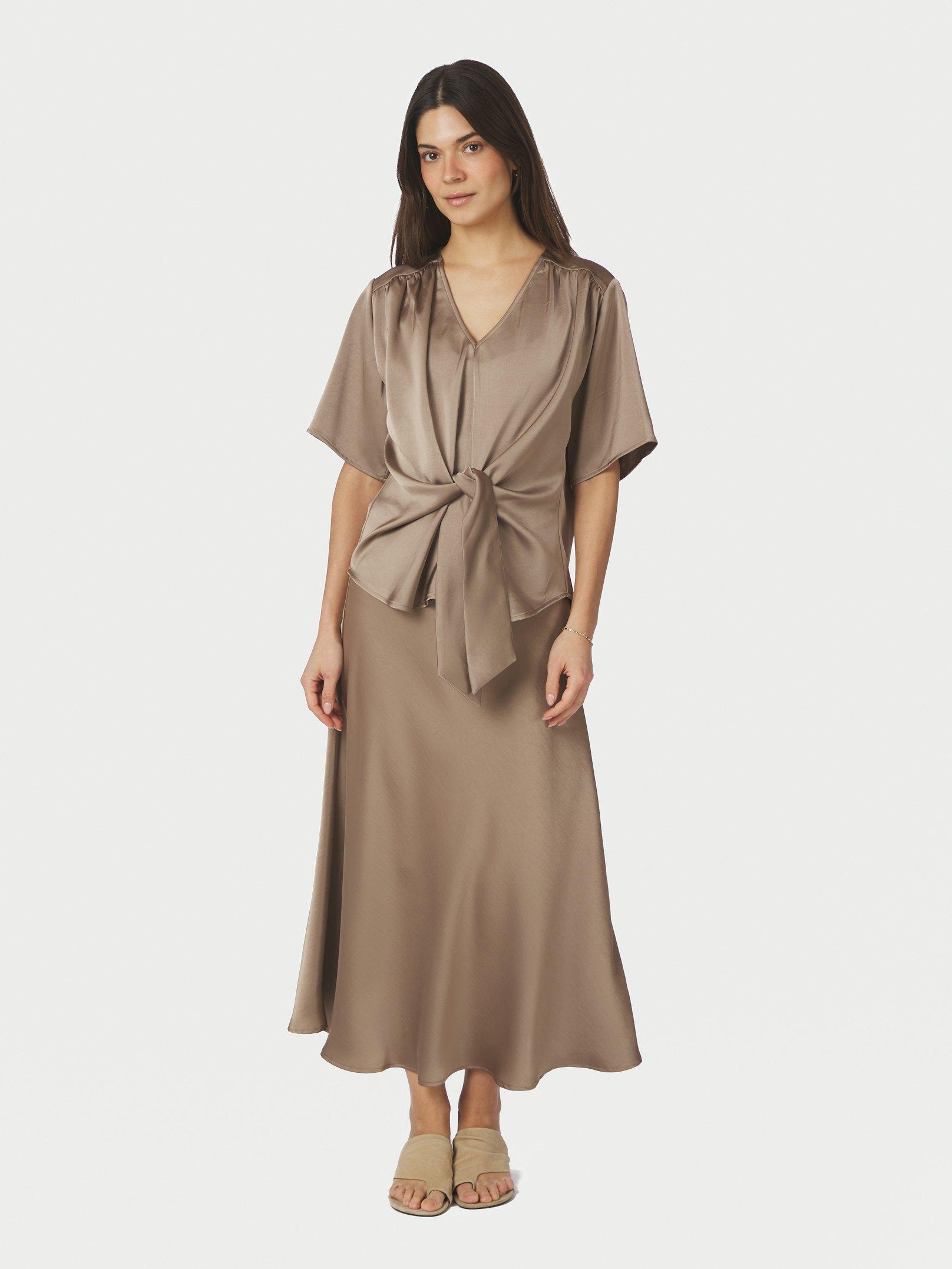 Casadia Heavy Sateen Blouse Dark Taupe - 5