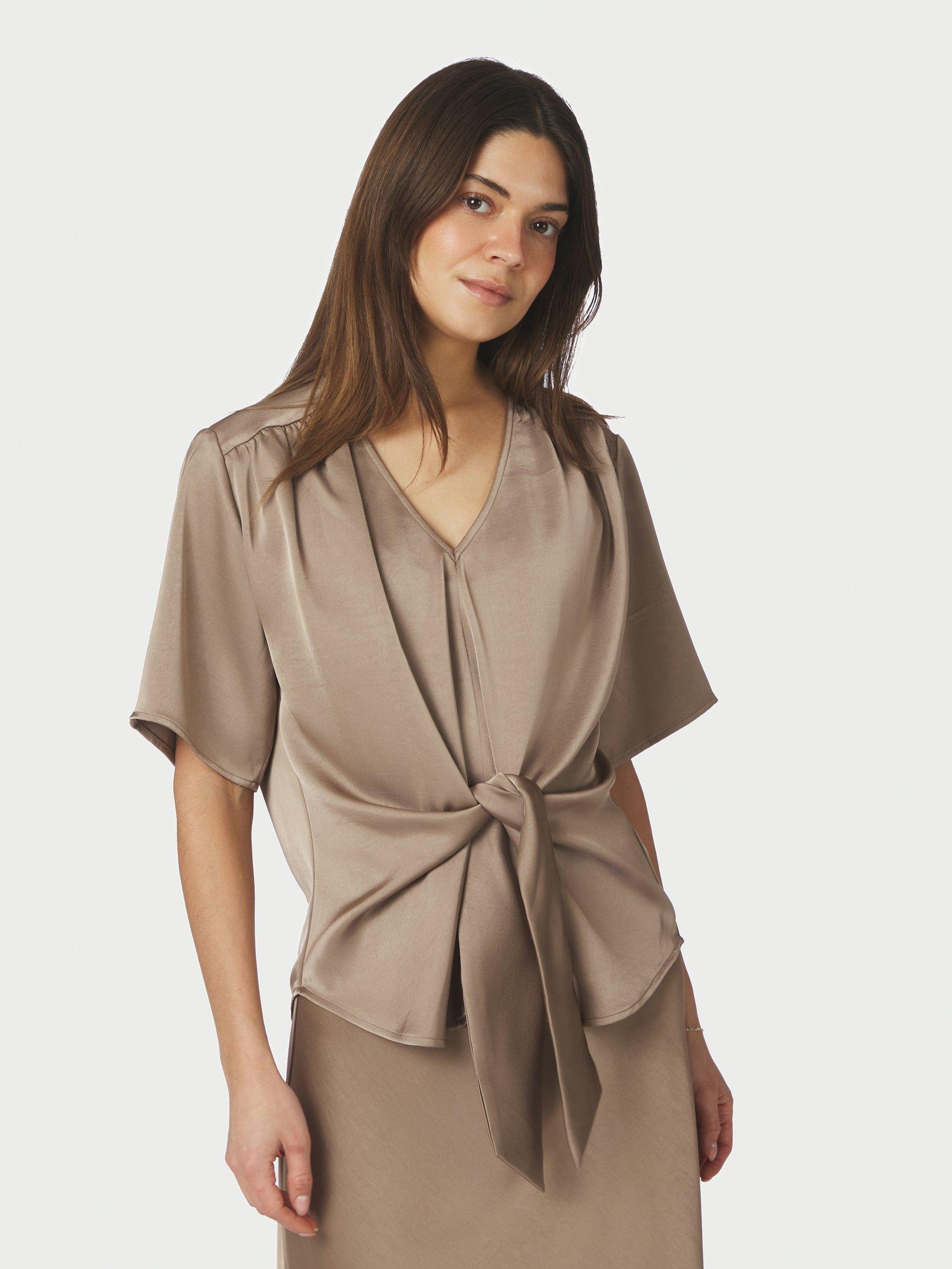 Casadia Heavy Sateen Blouse Dark Taupe - 3