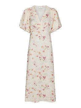 Illana Sateen Print Dress Creme