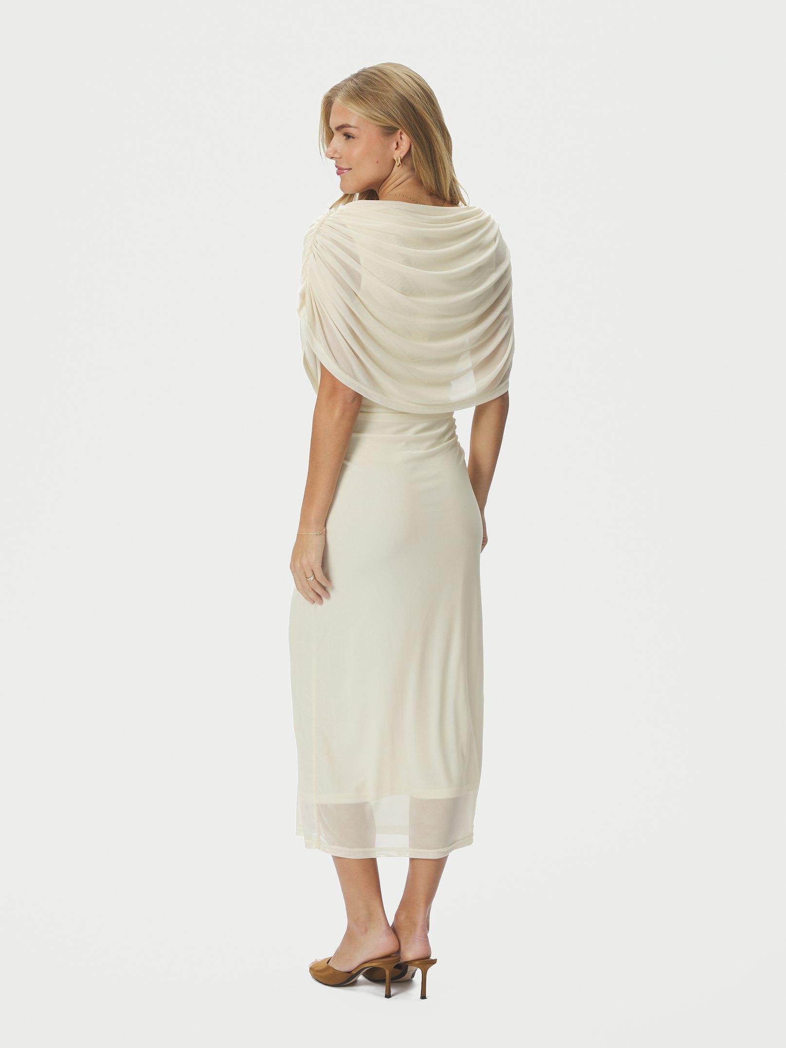 Tottuna Long Drapy Mesh Dress Light Yellow - 4
