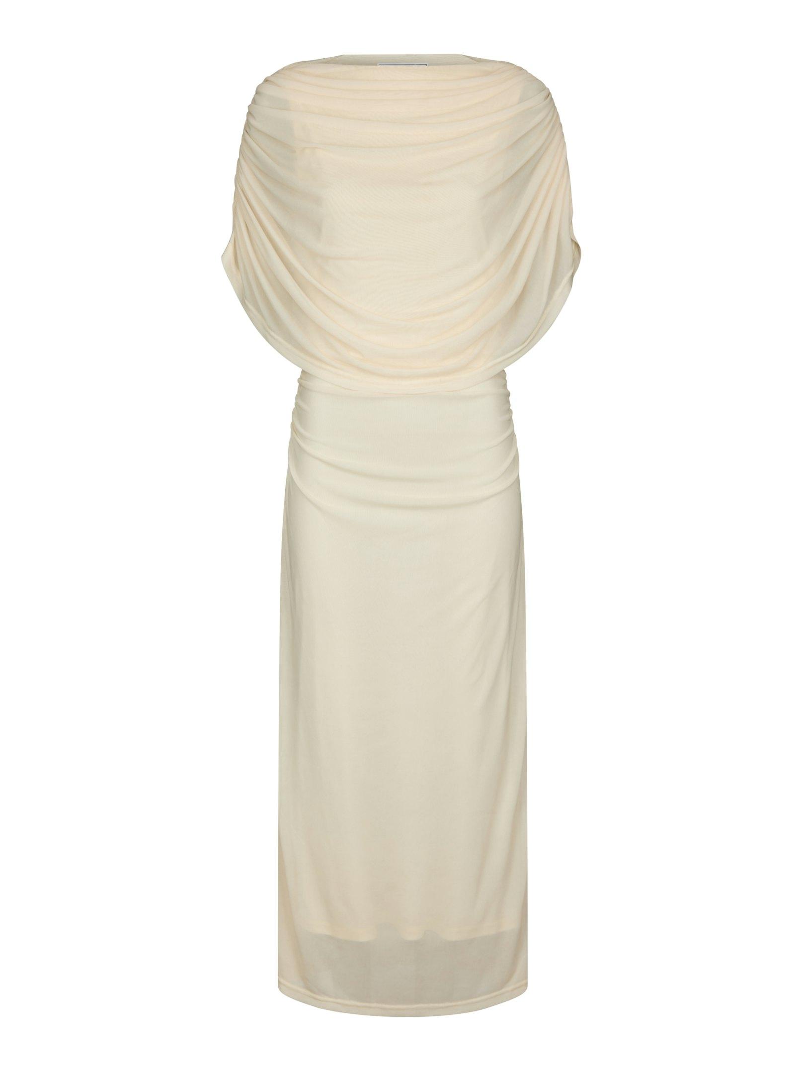 Tottuna Long Drapy Mesh Dress Light Yellow