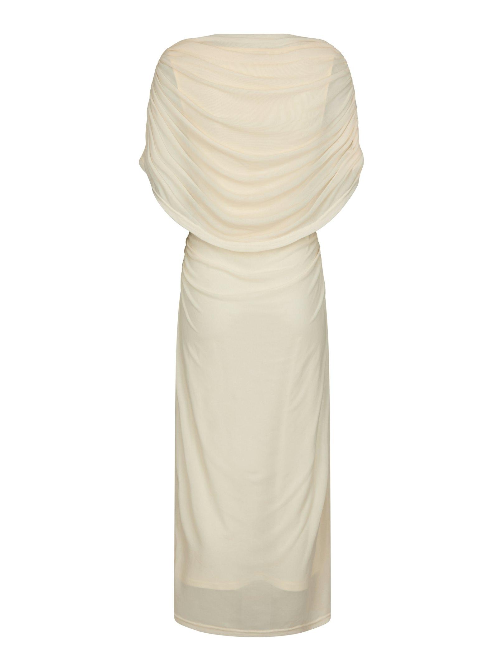 Tottuna Long Drapy Mesh Dress Light Yellow - 2