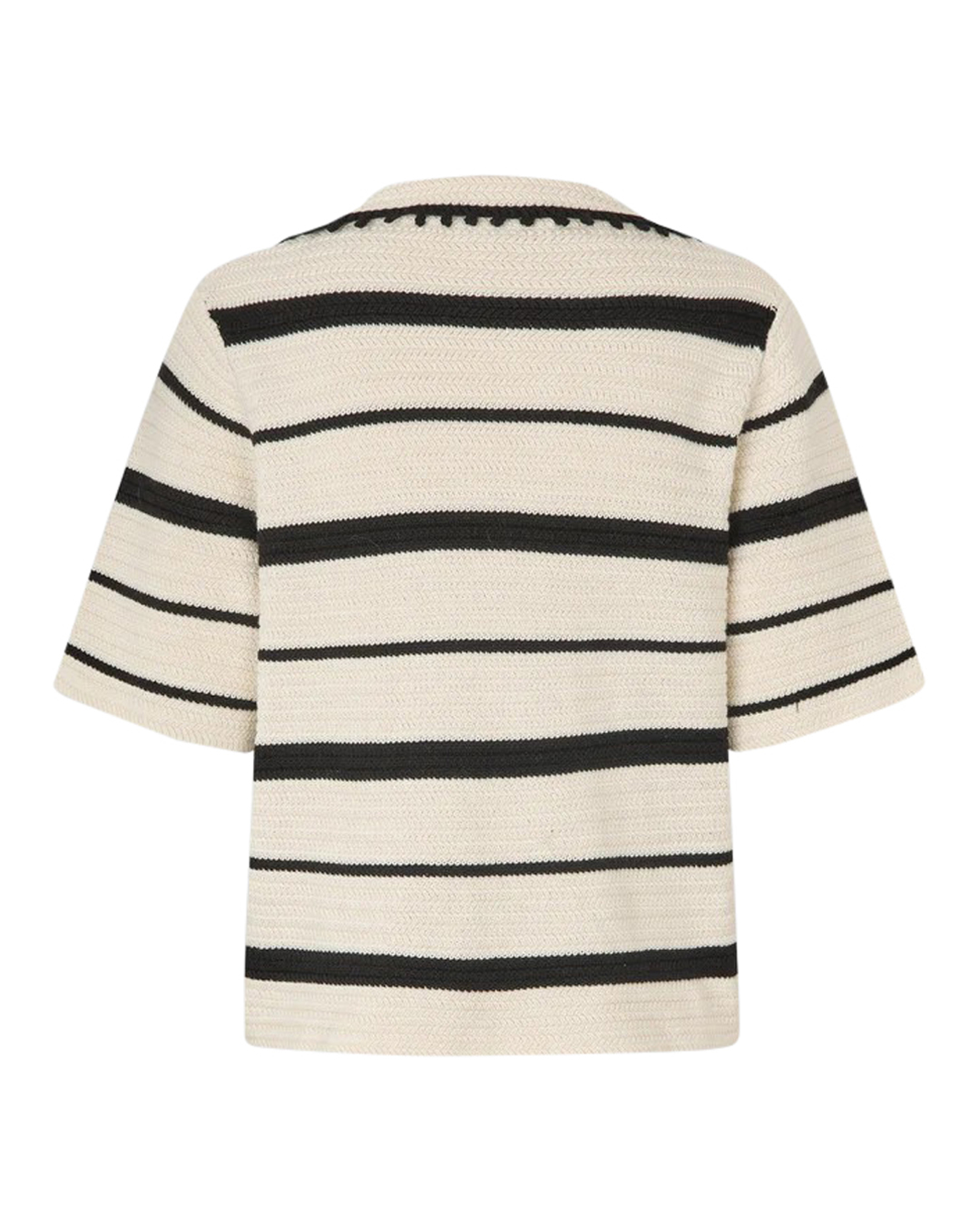Jumper Susi kort ärm randig svart/beige - 6