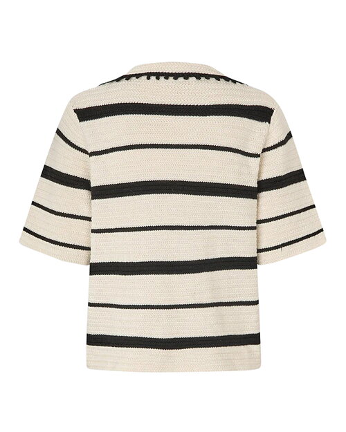 Jumper Susi kort ärm randig svart/beige - 6