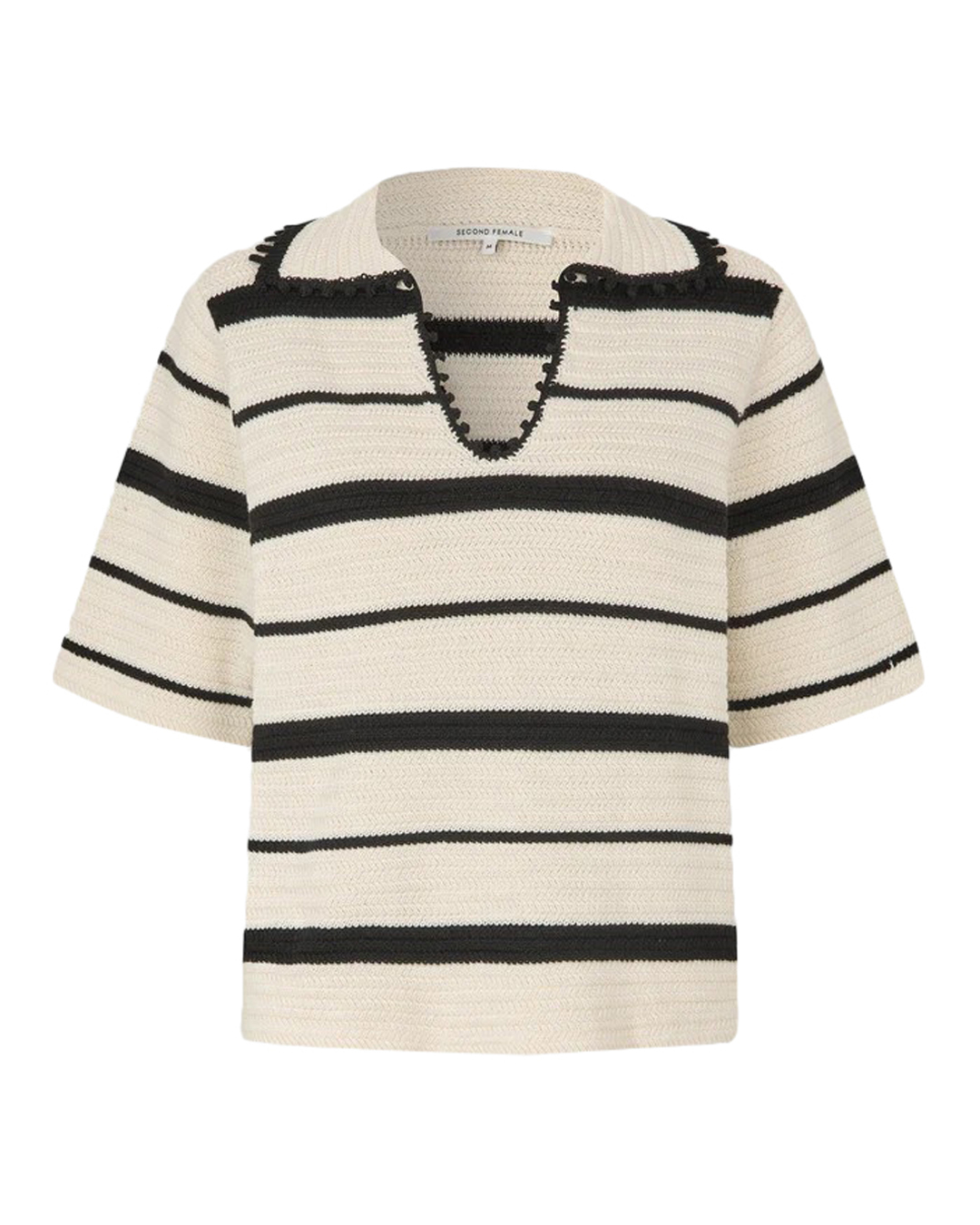 Jumper Susi kort ärm randig svart/beige - 5