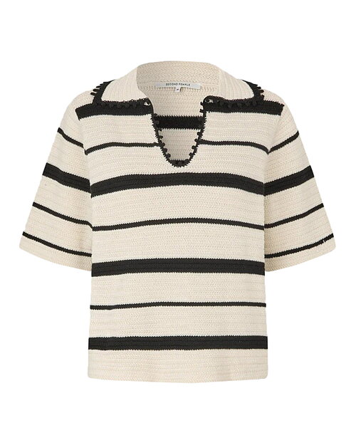 Jumper Susi kort ärm randig svart/beige - 5
