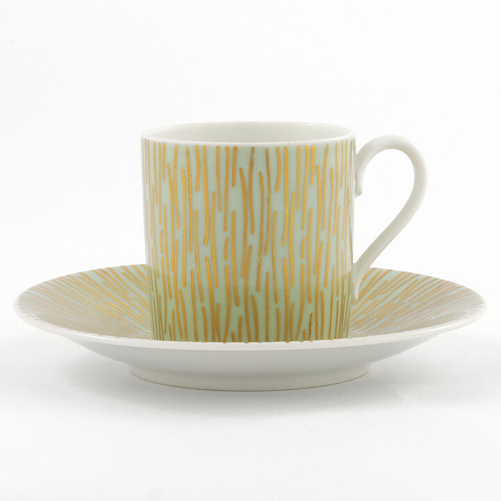 Green Coffee Cup with Golden Decor from Rosenthal 7 cm (Goldregen 1954)