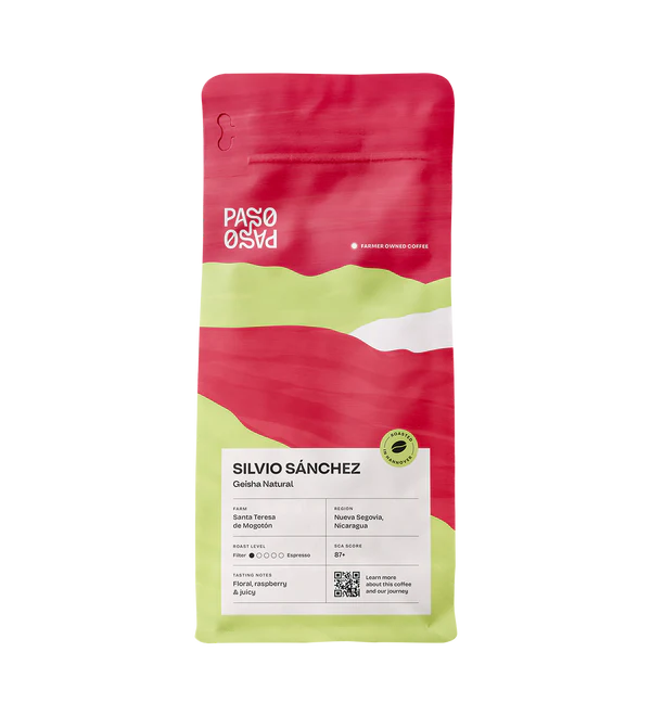 Paso Paso - Silvio Sanchez - Geisha Natural - Nicaragua - Ljusrostade hela kaffebönor - 250g