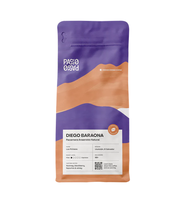 Paso Paso - Diego Baraona - Pacamara Anaerobic Natural - El Salvador - Ljusrostade hela kaffebönor - 250g