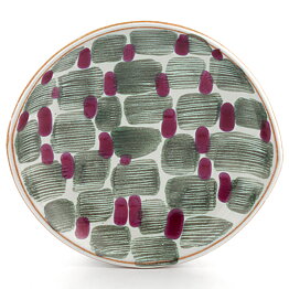 Mari Simmulson (Djungel 1953) Oval Bowl with Green/Cerise Decor 18 cm #4102