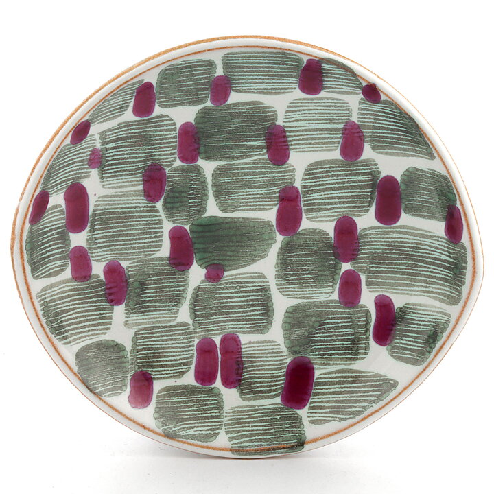 Mari Simmulson (Djungel 1953) Oval Bowl with Green/Cerise Decor 18 cm #4102