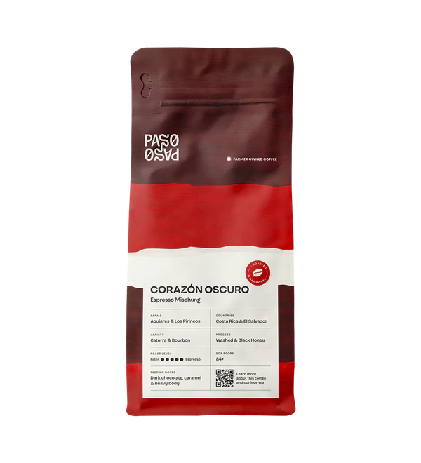 Paso Paso - Corazon Oscuro - Espresso and Brew - Mörkrostade hela kaffebönor - 1000g