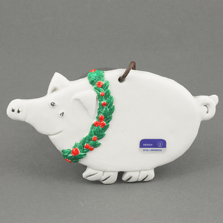 Stig Lindberg (1970) Gingerbread Pig Wall Plaque 11 cm (Rare Color) (2)