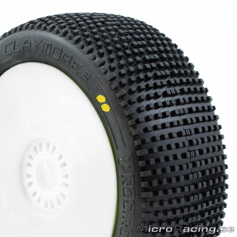 PROCIRCUIT - Claymore V2, S2 Soft, 1/8 Off Road, Preglued, White Rim, 1pair - 2
