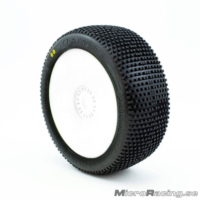 PROCIRCUIT - Claymore V2, S2 Soft, 1/8 Off Road, Preglued, White Rim, 1pair