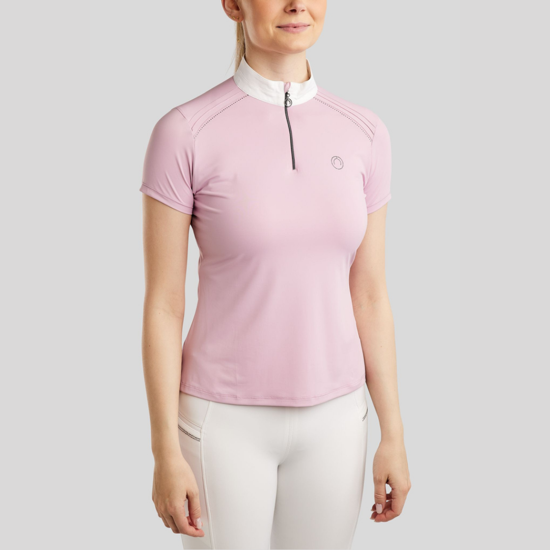 MONTAR MOPEARL COMPETITION SHIRT PINTUCKS AND GUN METAL - CANDY PINK