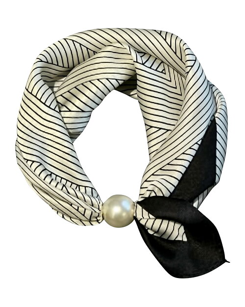 Scarf Chloe med magnet svart/vit randig