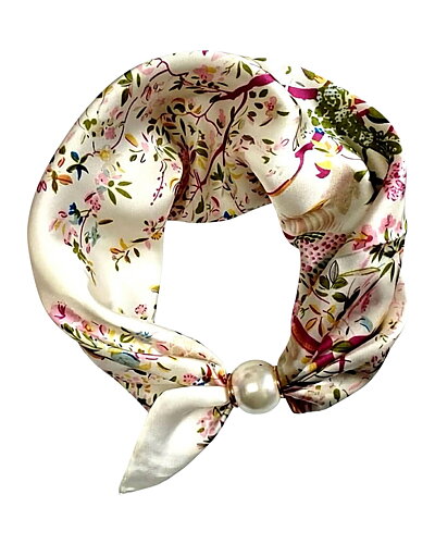 Scarf Chloe med magnet blommig grön/rosa