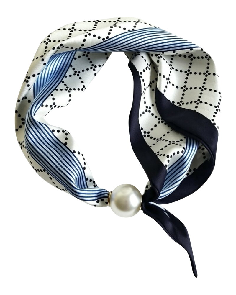 Scarf Chloe med magnet blå/vit randig prick