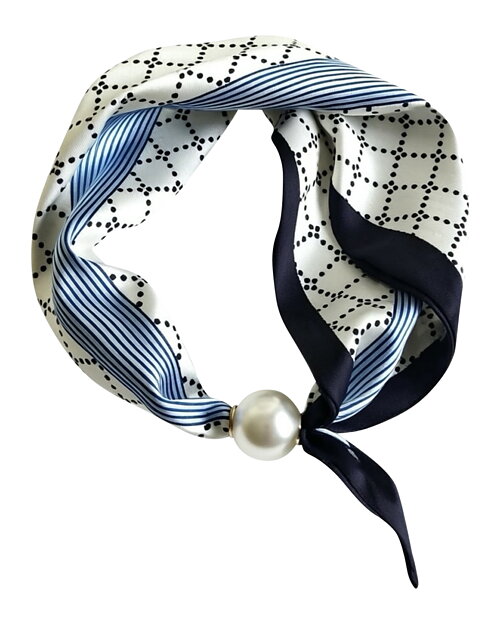 Scarf Chloe med magnet blå/vit randig prick