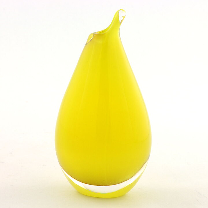Ingeborg Lundin (1960s) Yellow Glass Raindrop Vase 9 cm