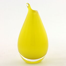 Ingeborg Lundin (1960s) Yellow Glass Raindrop Vase 9 cm