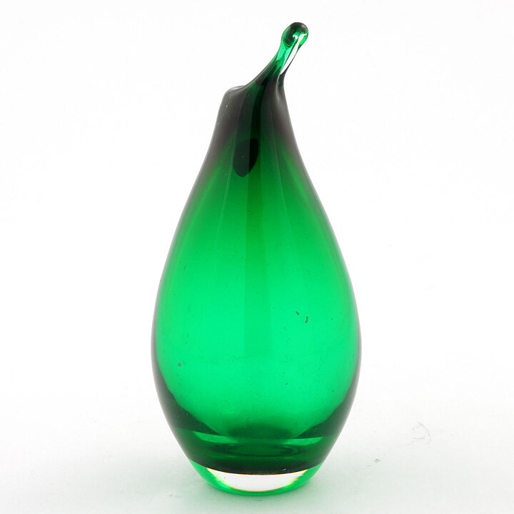 Ingeborg Lundin (1960s) Green Glass Raindrop Vase 13 cm
