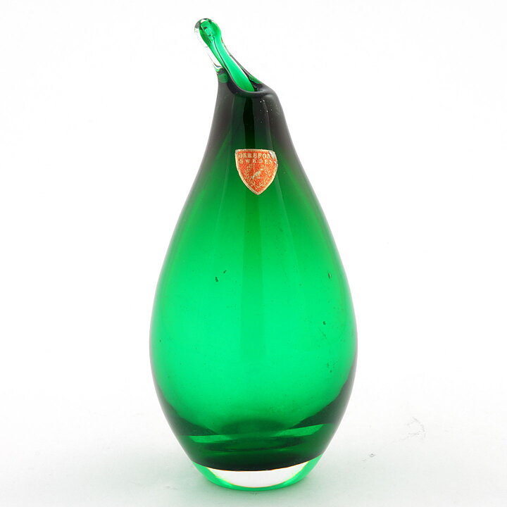 Ingeborg Lundin (1960s) Green Glass Raindrop Vase 13 cm