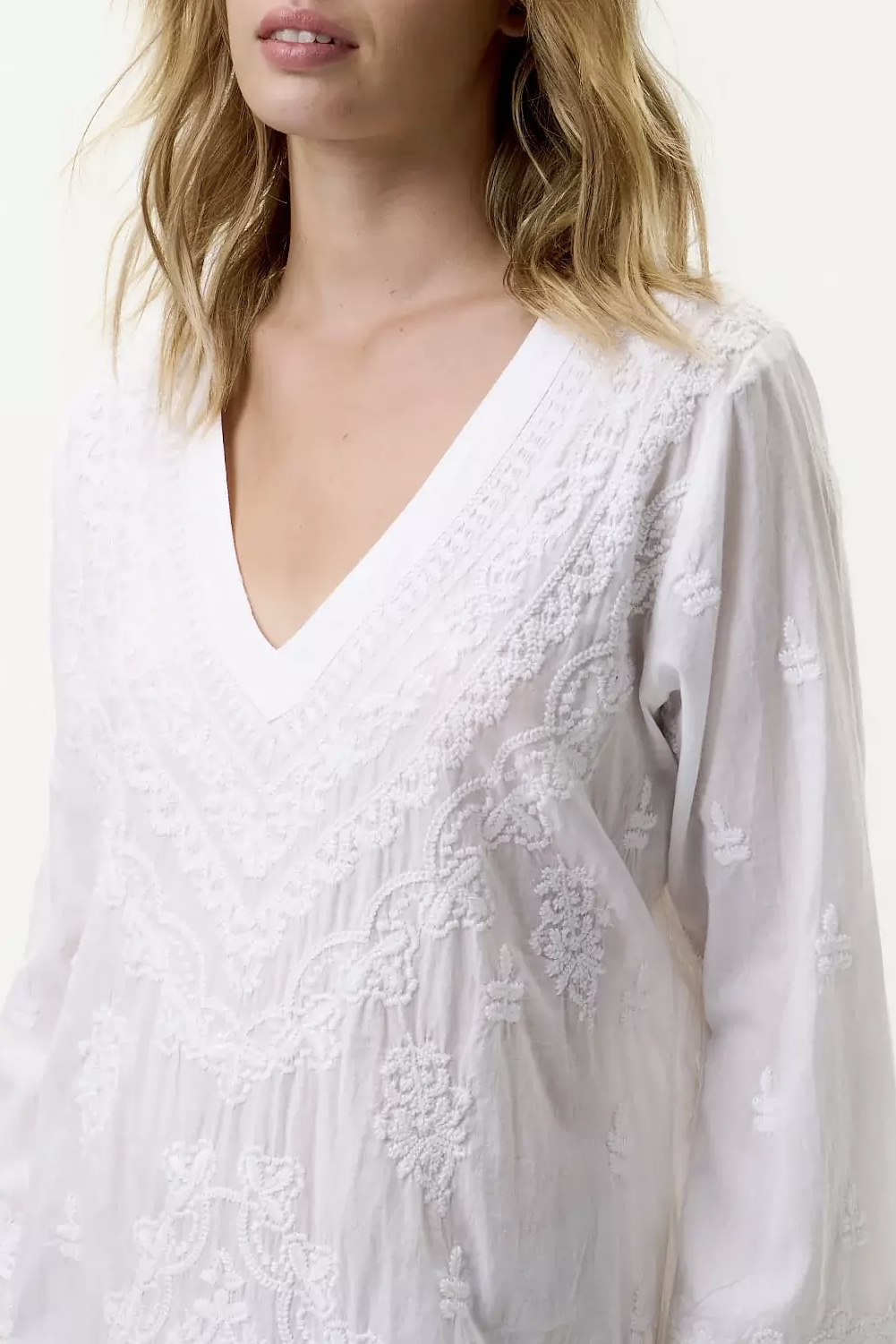 One Season  - Long Goa Embroidery Cotton White/White - 4