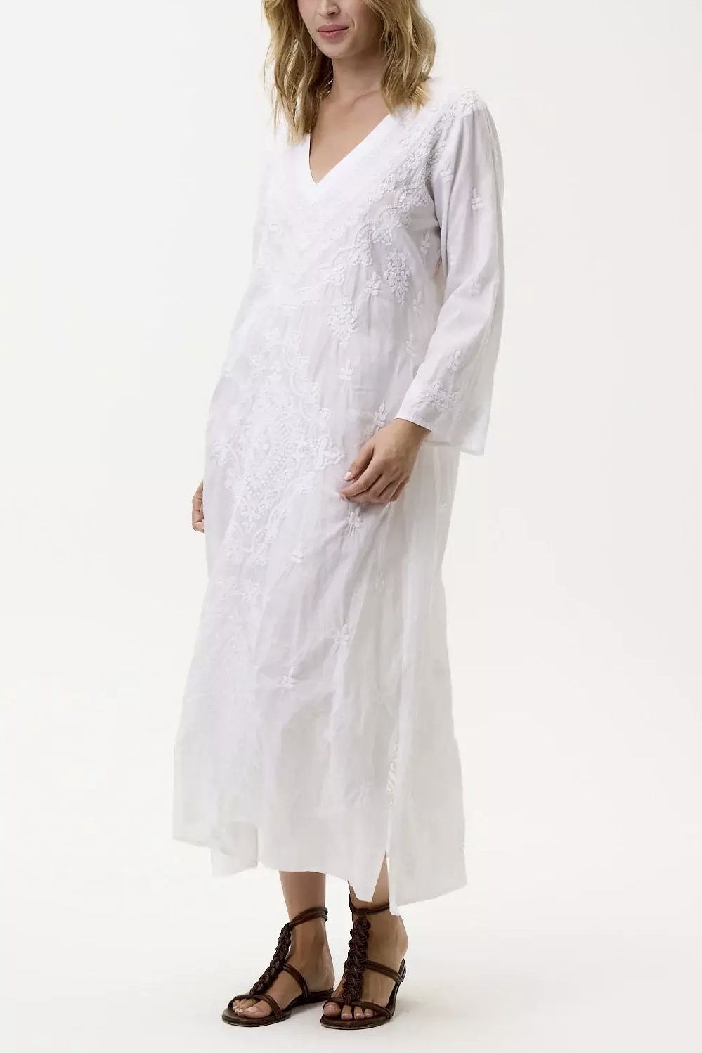 One Season  - Long Goa Embroidery Cotton White/White - 3