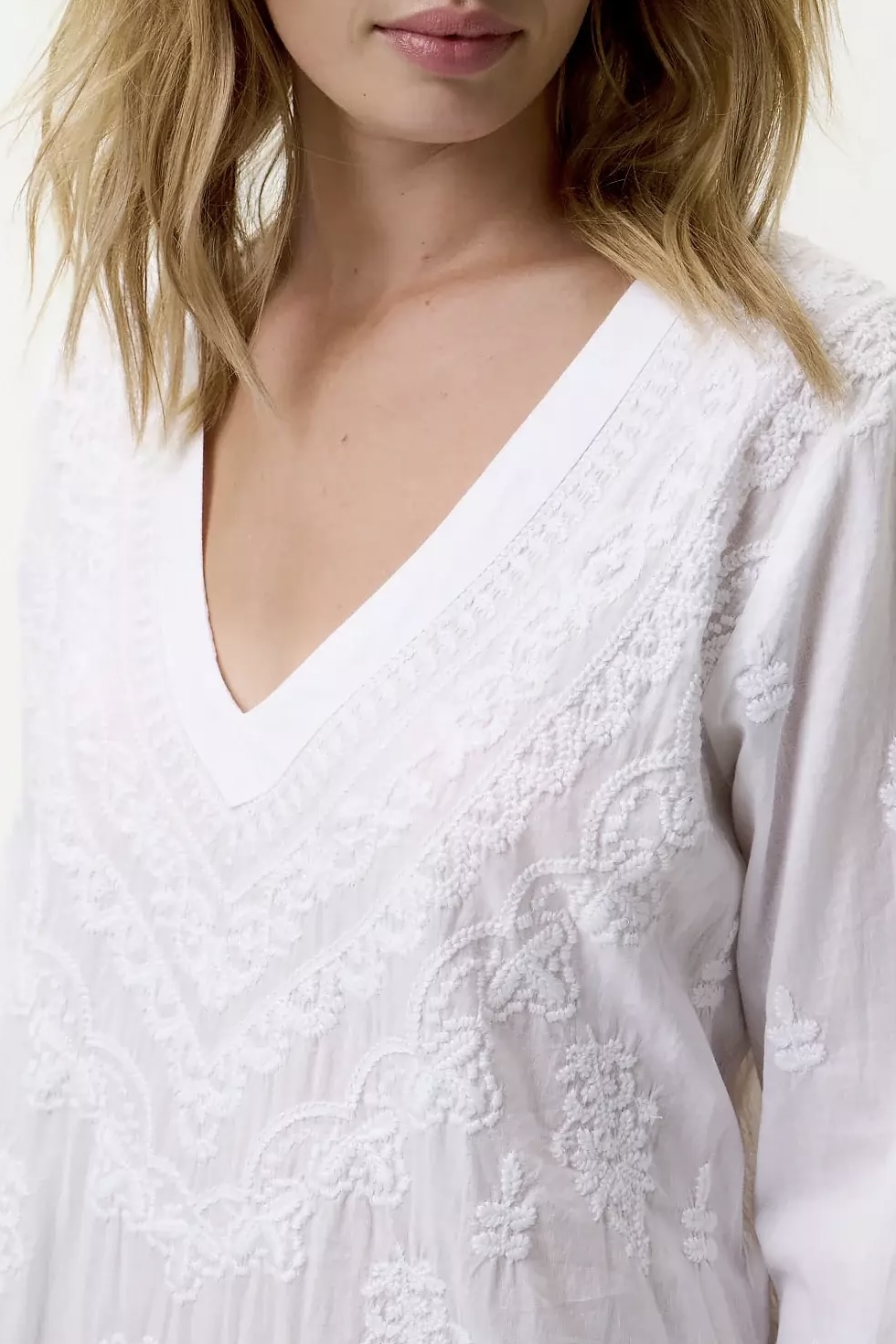 One Season  - Long Goa Embroidery Cotton White/White - 5