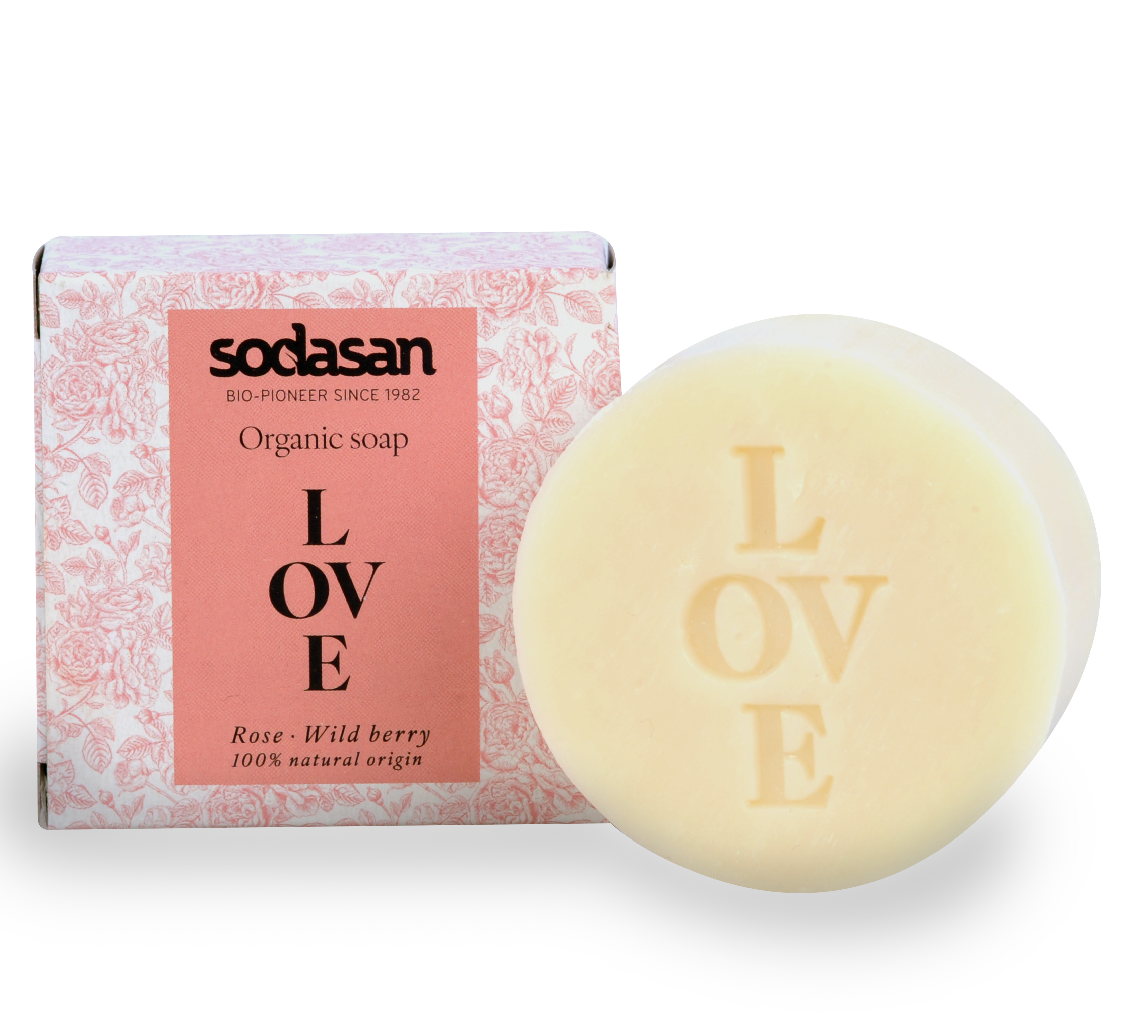 Sodasan Ekologisk Tvål LOVE - Ros & Vilda Bär 80 g
