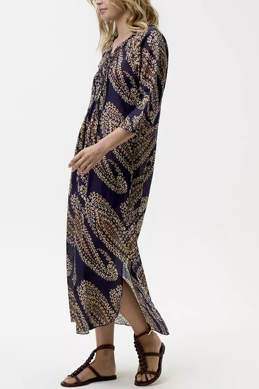 One Season - Long Poppy Provence Cotton Navy Paisley - 2