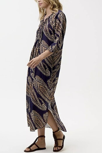 One Season - Long Poppy Provence Cotton Navy Paisley