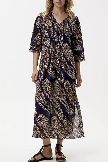One Season - Long Poppy Provence Cotton Navy Paisley