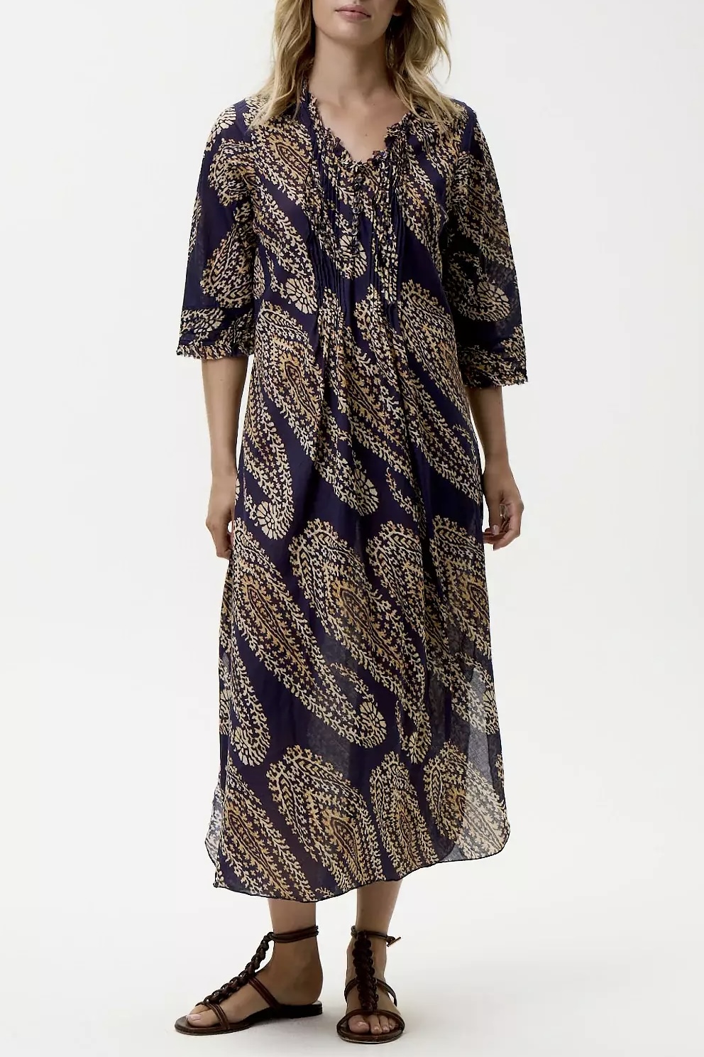 One Season - Long Poppy Provence Cotton Navy Paisley - 5