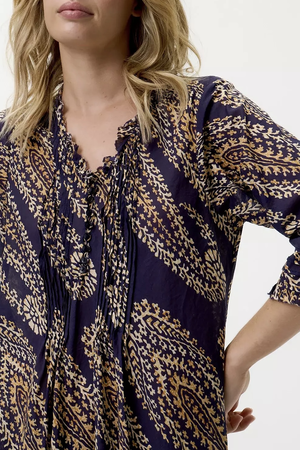 One Season - Long Poppy Provence Cotton Navy Paisley - 4
