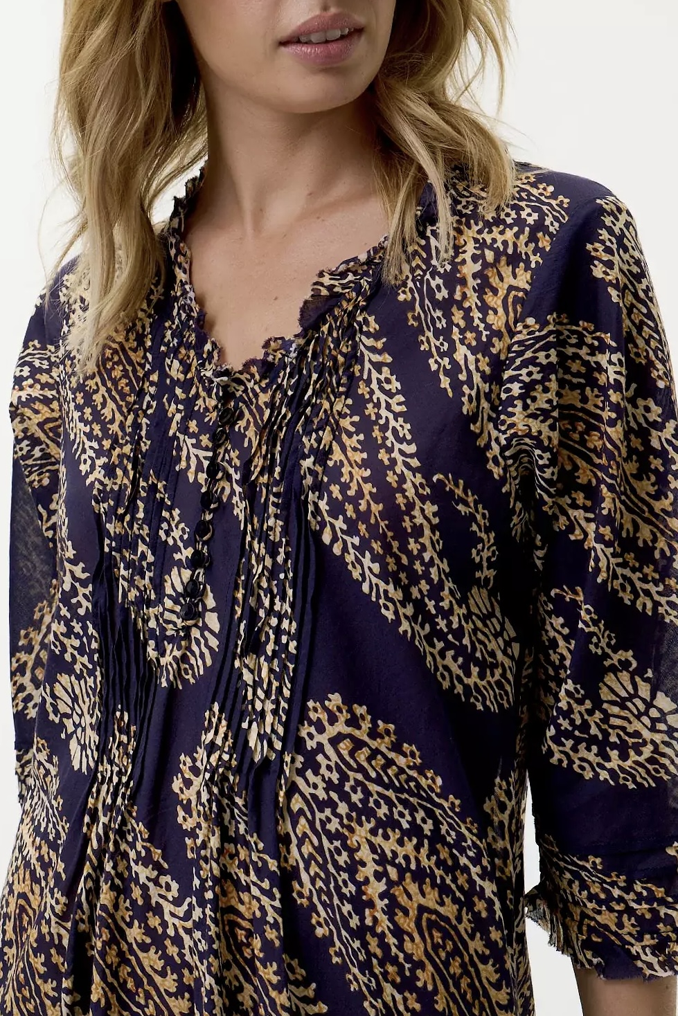 One Season - Long Poppy Provence Cotton Navy Paisley - 6
