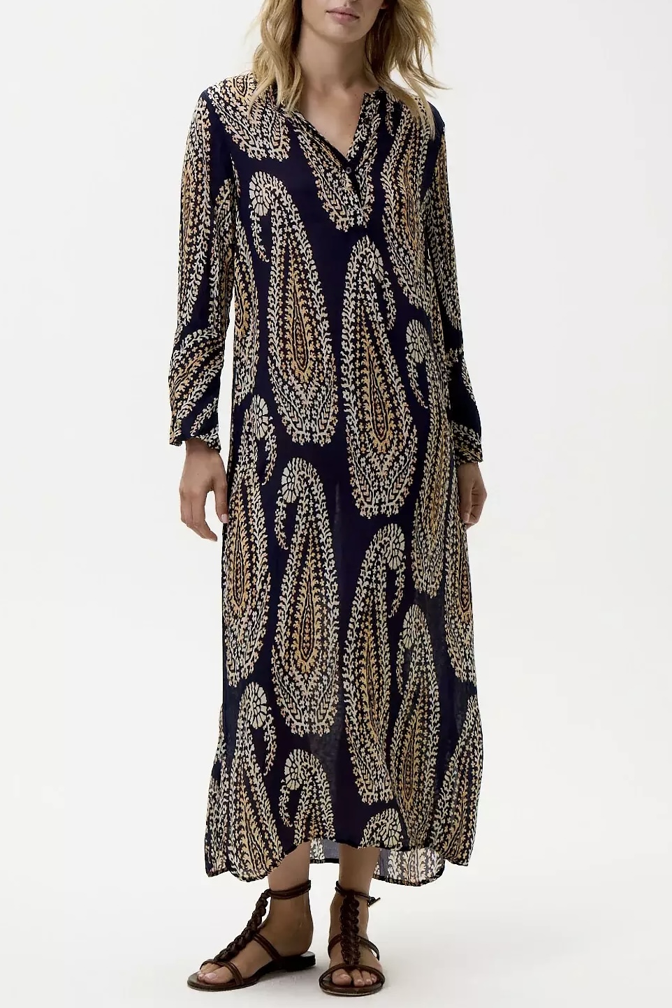 One Season - Long Genie Provence Viscose Navy Paisley