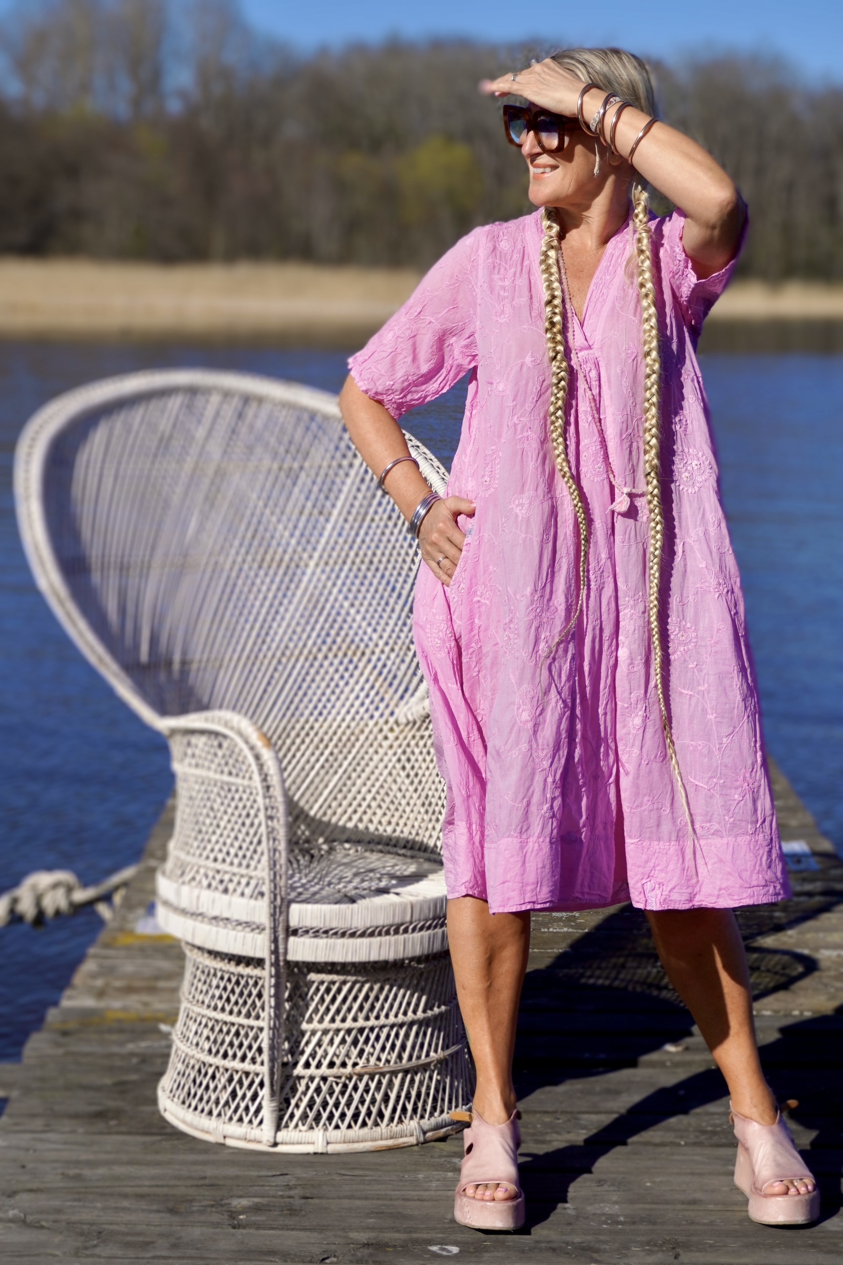 ANITA COTTON DRESS FLUORO PURPLE - Agencies Turquoise