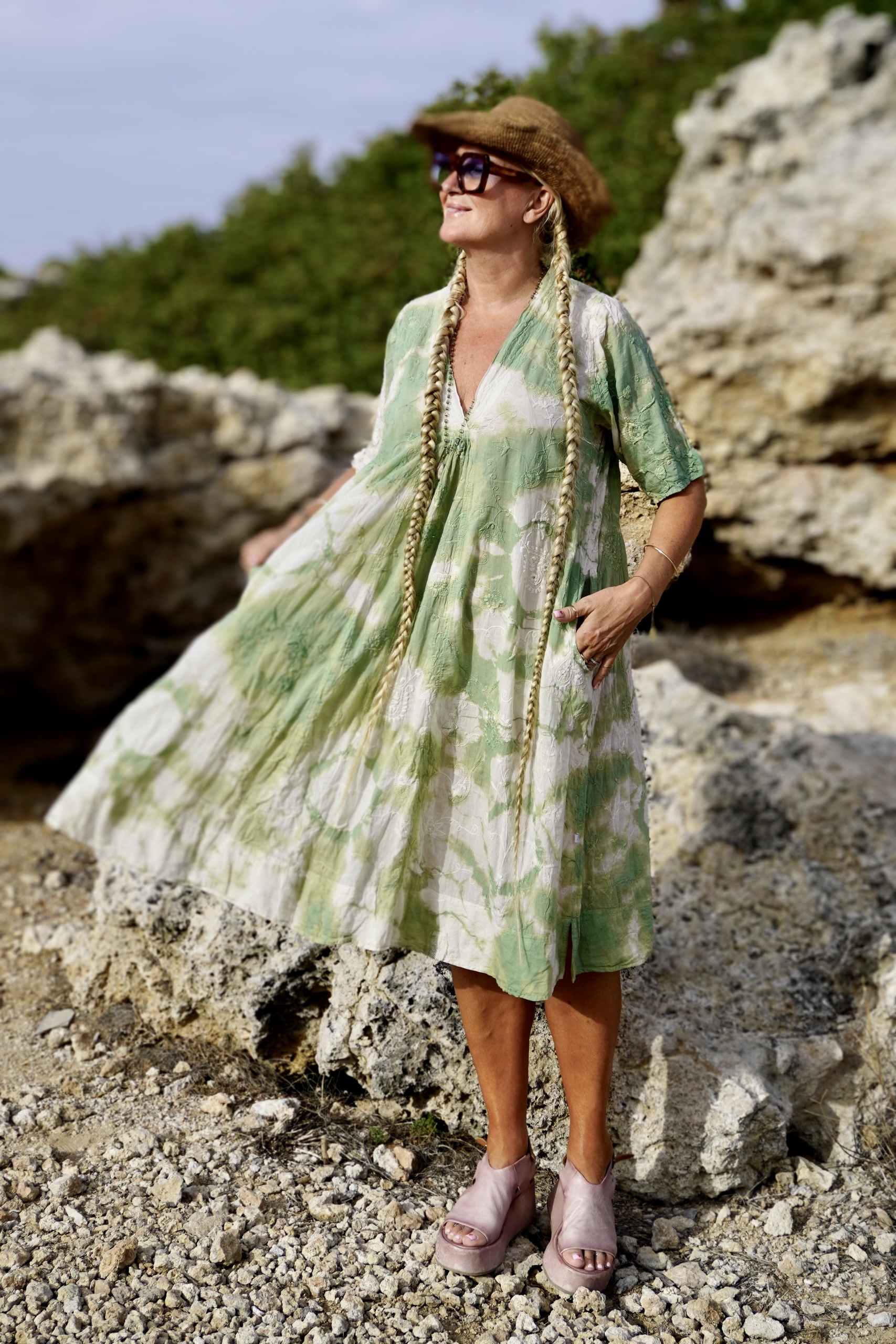 ANITA COTTON BATIK DRESS LISA GREEN - Agencies Turquoise ANITA COTTON BATIK DRESS LISA GREEN - Agencies Turquoise