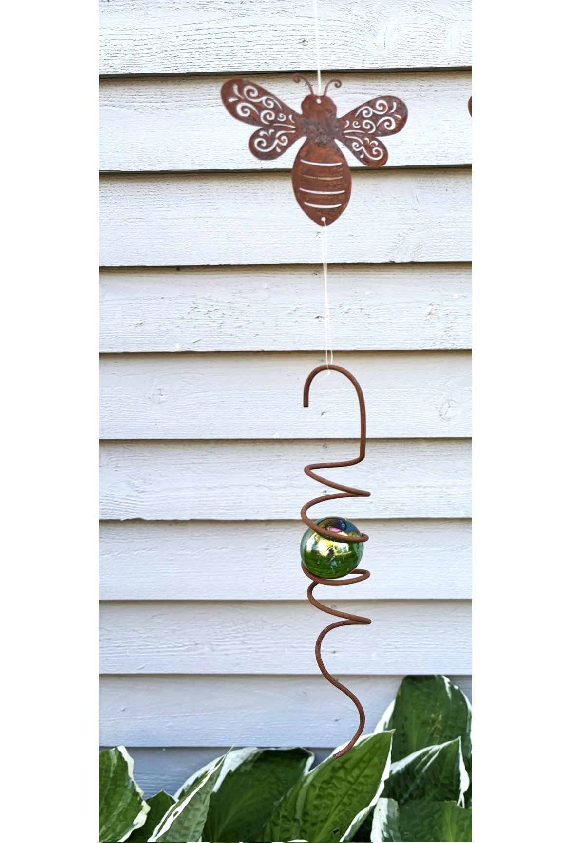 Humla med spiral och GRÖN glaskula 63 cm