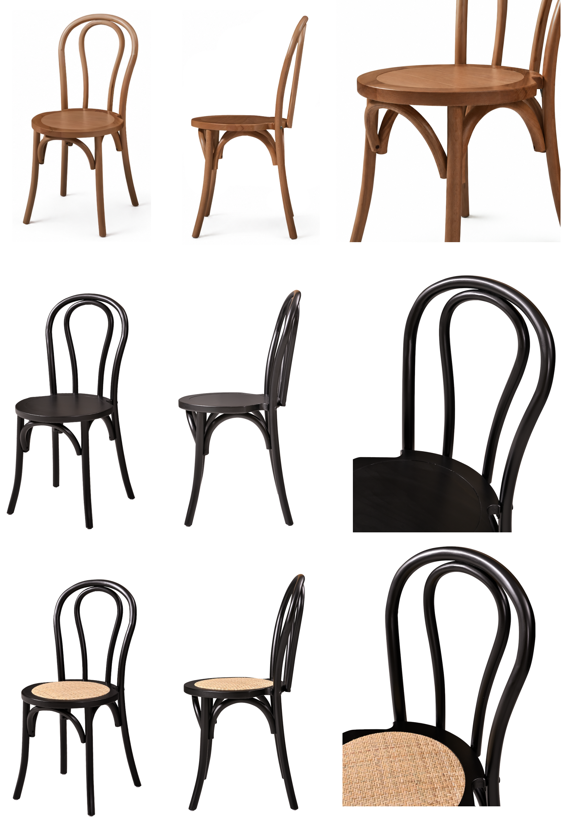Trästol tillverkad av massivt trä, en klassisk restaurangstol Monet Wood
