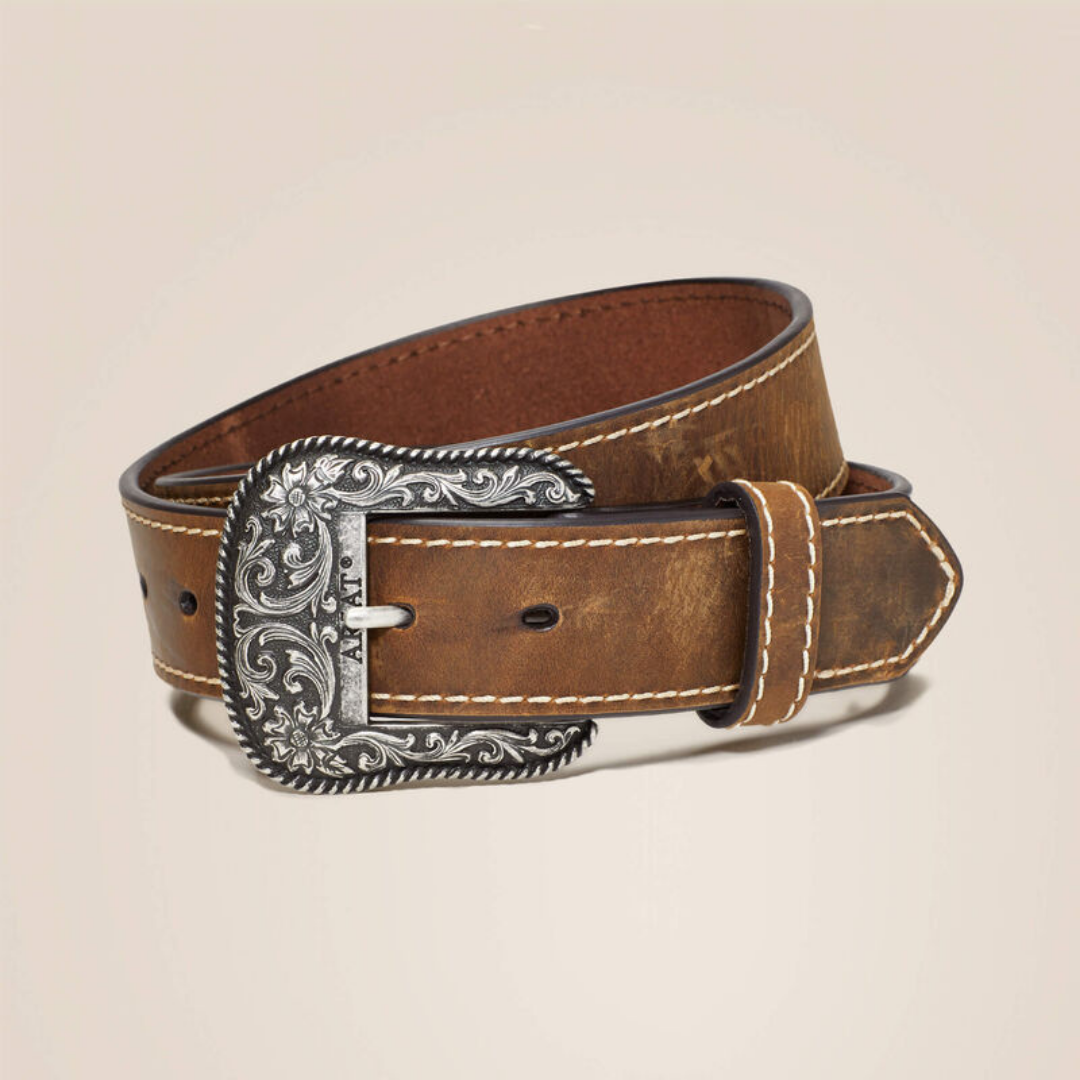 ARIAT ACCENT STITCH BELT - BROWN